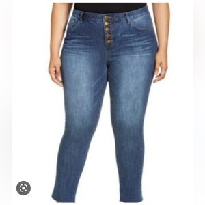 Wit & Wisdom Button Up High Rise Skinny Denim Jeans - Size 16W